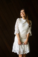 VESTIDO DE ENCAJE CORTO BLANCO