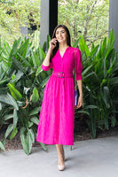 VESTIDO MIDI FUCSIA