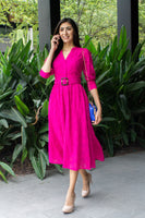 VESTIDO MIDI FUCSIA