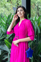 VESTIDO MIDI FUCSIA