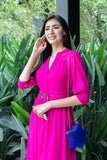 VESTIDO MIDI FUCSIA