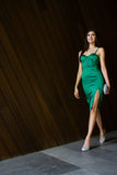 VESTIDO VERDE SATINADO