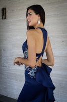 VESTIDO LARGO AZUL REY CORTE SIRENA