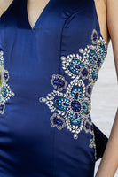 VESTIDO LARGO AZUL REY CORTE SIRENA