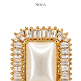 Golden Pearl Frame Earrings