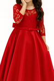 VESTIDO ROJO CON ENCAJE