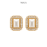Golden Pearl Frame Earrings