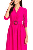 VESTIDO MIDI FUCSIA