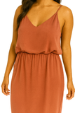 Terracotta Slip Midi Dress