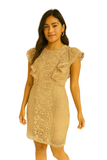 Golden Lace Ruffle Dress