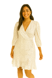 Ivory Polka Wrap Dress