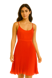 Crimson Pleated Charm Dress