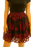 Crimson Embroidered Skirt
