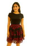 Crimson Embroidered Skirt