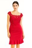 Red Lace Cap Sleeve